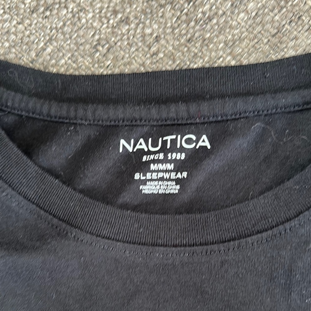 Nautica Men's Black Long Sleeve Sleep Shirt Medium - Picture 4 of 5